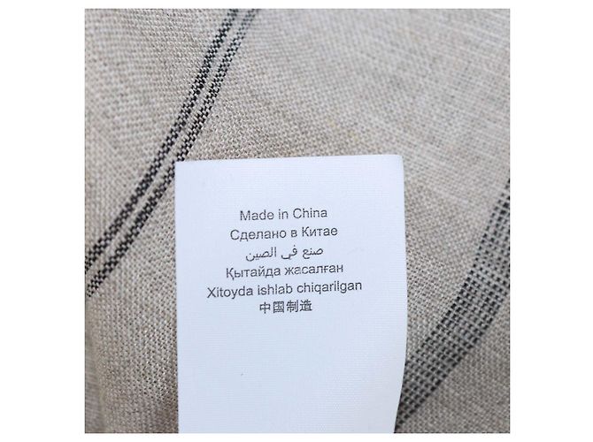 Autre Marque 12 Storeez Leinenhemd, grau-beige gestreift - Ansicht 6
