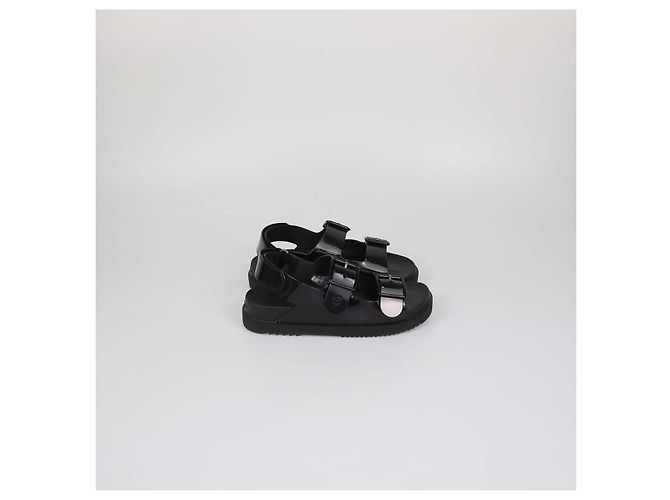 Sandali bassi Gucci in gomma nera Double G Nero - vista 3
