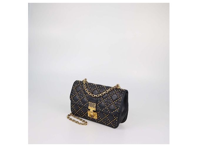 Bolsa de aba DiorAddict média em couro acolchoado com tachas pretas Christian Dior Preto - vista 2