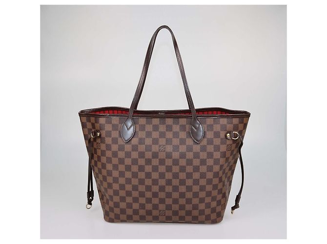 Borsa Louis Vuitton Damier Ebene Canvas Neverfull MM Marrone - vista 3