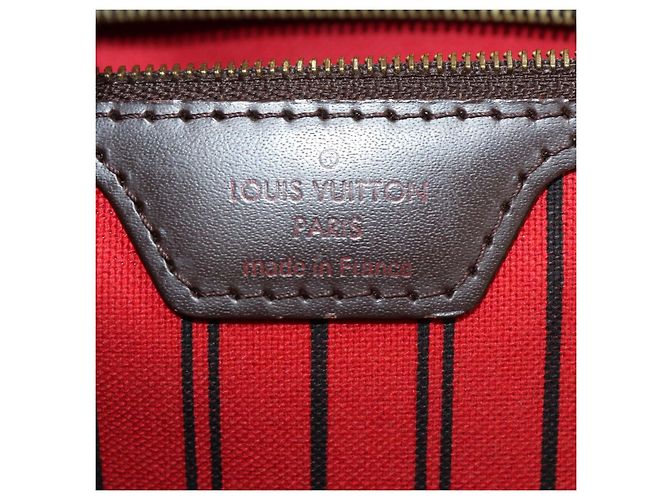Borsa Louis Vuitton Damier Ebene Canvas Neverfull MM Marrone - vista 6