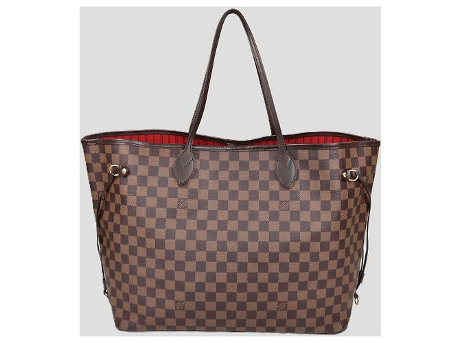 Borsa Louis Vuitton Neverfull GM in canvas Damier Ebene Marrone - vista 3