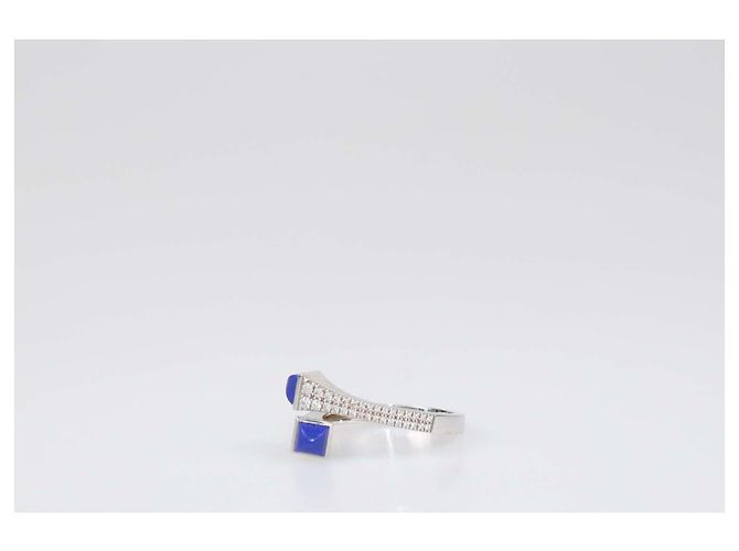 Autre Marque Marli Cleo Wrap Ring aus 18K Weißgold, Lapislazuli und Diamanten, Größe 6.5 US Golden - Ansicht 2
