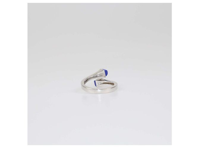 Autre Marque Marli Cleo Wrap Ring aus 18K Weißgold, Lapislazuli und Diamanten, Größe 6.5 US Golden - Ansicht 3