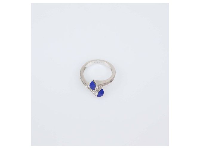 Autre Marque Marli Cleo Wrap Ring aus 18K Weißgold, Lapislazuli und Diamanten, Größe 6.5 US Golden - Ansicht 4