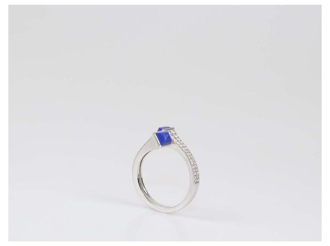 Autre Marque Marli Cleo Wrap Ring aus 18K Weißgold, Lapislazuli und Diamanten, Größe 6.5 US Golden - Ansicht 5