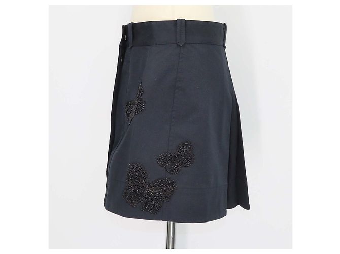 Mini Short Valentino de algodón negro con cuentas y mariposas bordadas Azul - vista 2