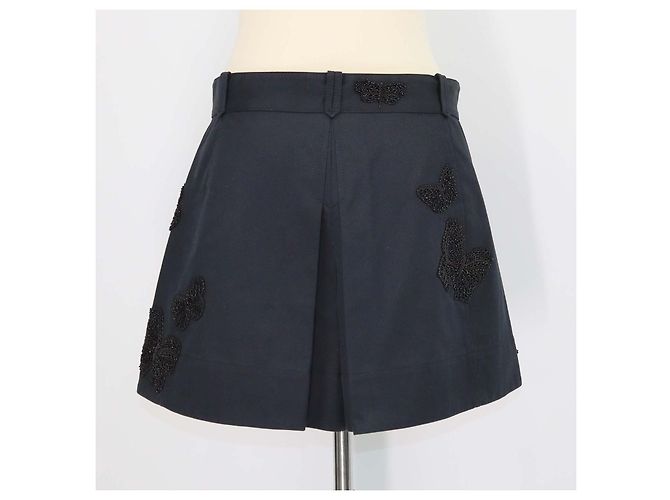 Mini Short Valentino de algodón negro con cuentas y mariposas bordadas Azul - vista 3