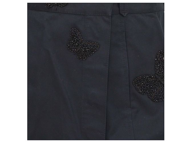 Mini Short Valentino de algodón negro con cuentas y mariposas bordadas Azul - vista 4