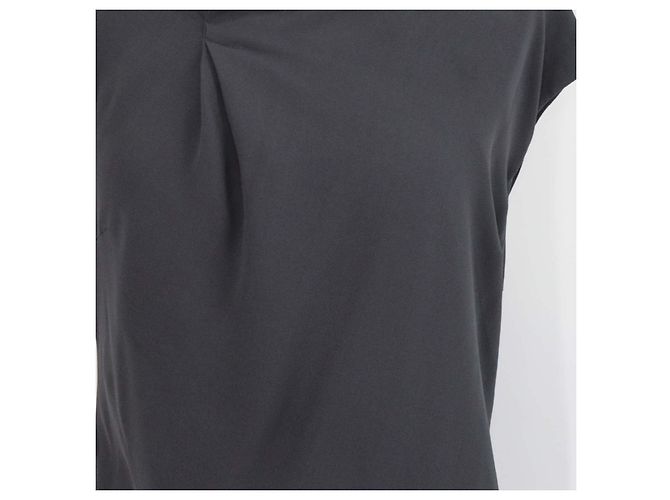 Vestido maxi sem mangas Brunello Cucinelli cinza escuro em seda com alças peroladas Azul marinho - vista 4