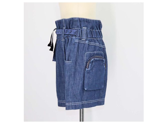 Fendi FF Gürtel kurz aus hellblauem Denim in Dunkelblau - Ansicht 2