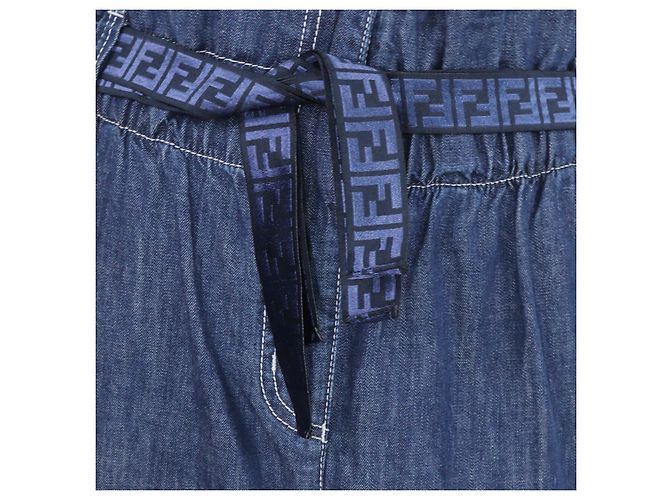 Fendi FF Gürtel kurz aus hellblauem Denim in Dunkelblau - Ansicht 4