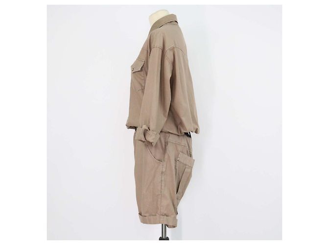 Mono corto cinturado de algodón beige con cuentas Brunello Cucinelli - vista 2