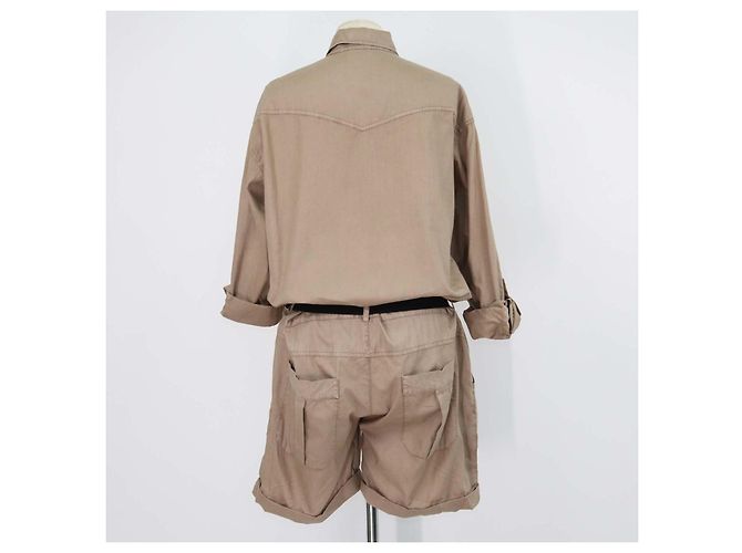 Mono corto cinturado de algodón beige con cuentas Brunello Cucinelli - vista 3