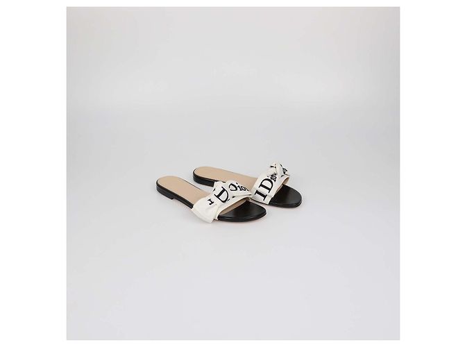 Christian Dior White/Black Embroidered Fabric J'Adior Slide - Ansicht 2