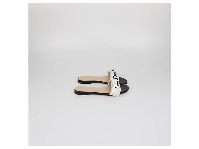 Christian Dior White/Black Embroidered Fabric J'Adior Slide - Ansicht 3