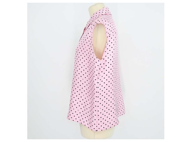 Camicia senza maniche Chanel in seta rosa a pois - vista 2