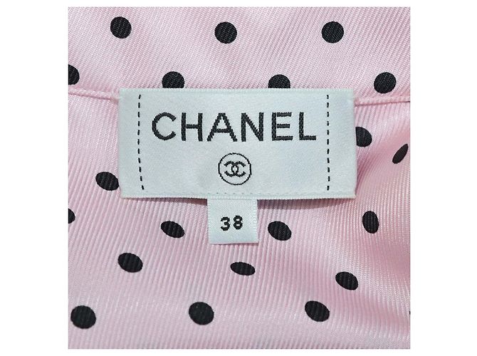 Camicia senza maniche Chanel in seta rosa a pois - vista 5