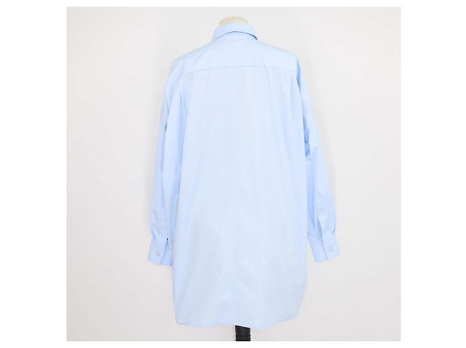 Camisa Louis Vuitton de manga comprida em popeline de algodão azul claro com detalhe de lenço de seda - vista 3