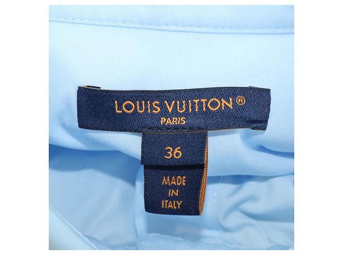 Camisa Louis Vuitton de manga comprida em popeline de algodão azul claro com detalhe de lenço de seda - vista 5