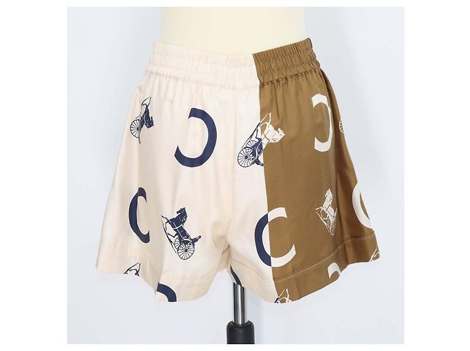 Céline Pantaloncini pigiama Celine Tricolor Silk Carriage Print - vista 3