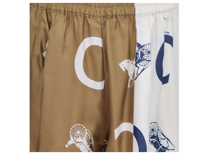 Céline Pantaloncini pigiama Celine Tricolor Silk Carriage Print - vista 4