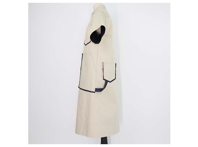 Autre Marque Vestido longo de algodão bege com mangas curtas e bolsos Lee Mathews - vista 2