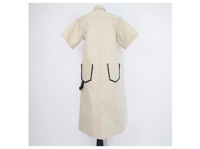 Autre Marque Vestido longo de algodão bege com mangas curtas e bolsos Lee Mathews - vista 3