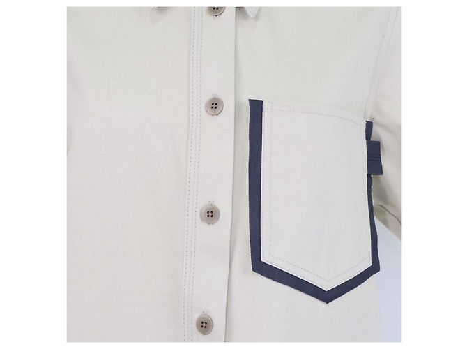Autre Marque Vestido longo de algodão bege com mangas curtas e bolsos Lee Mathews - vista 4
