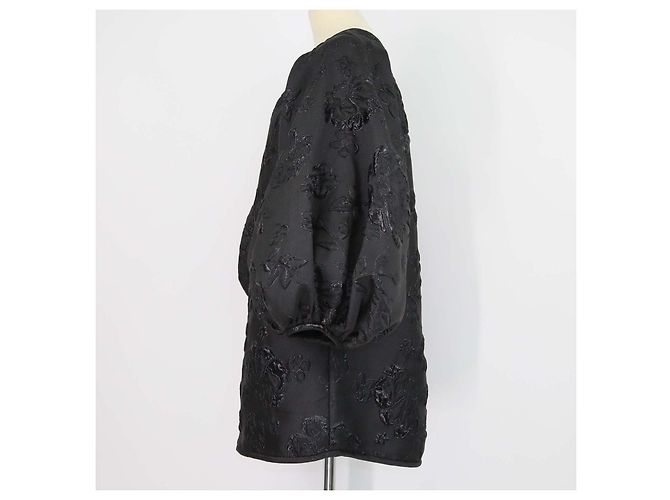 Autre Marque Abito Good Luck Arianne nero con ricami floreali e maniche a sbuffo - vista 2