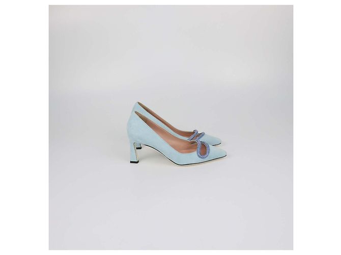 Décolleté Pollini Sky Blue Suede Bling Bling Blu chiaro - vista 3
