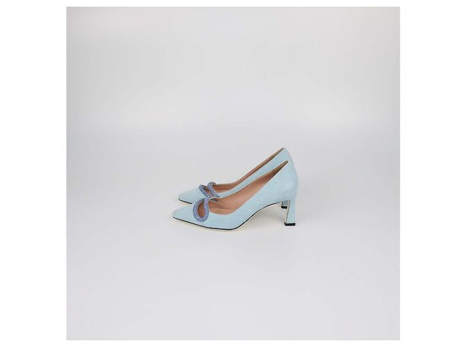 Décolleté Pollini Sky Blue Suede Bling Bling Blu chiaro - vista 4