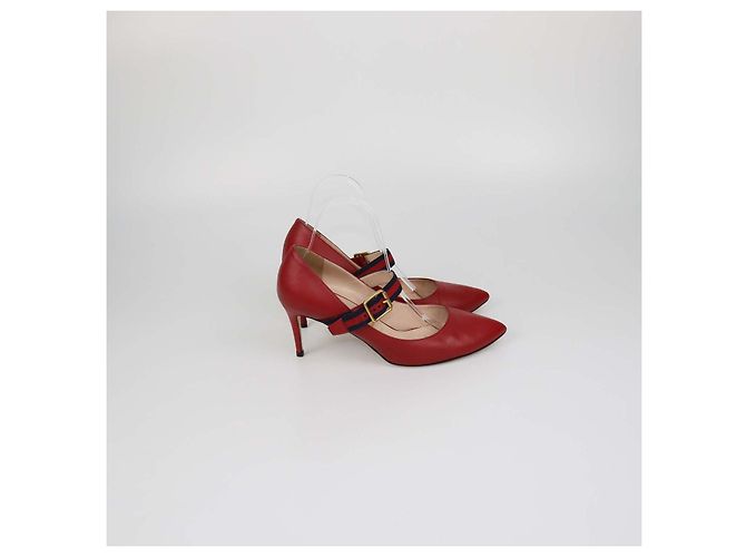 Décolleté Mary Jane Silvie in pelle rossa con Web Gucci Rosso - vista 3