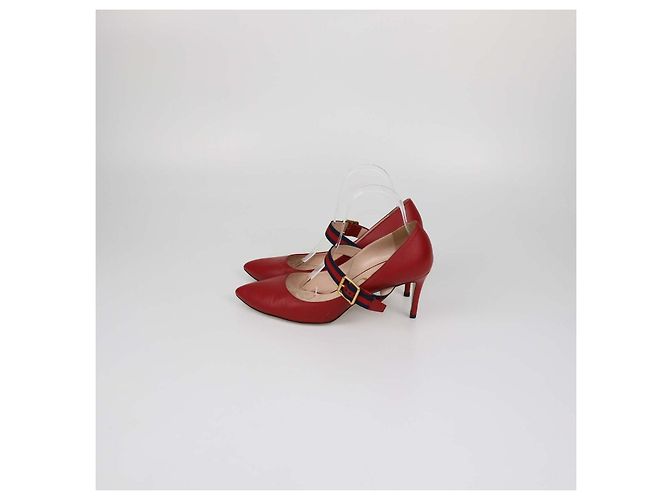 Décolleté Mary Jane Silvie in pelle rossa con Web Gucci Rosso - vista 4