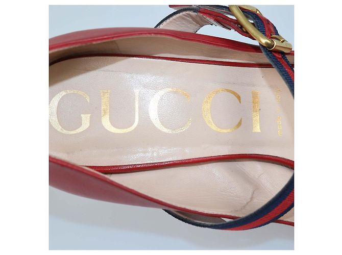 Décolleté Mary Jane Silvie in pelle rossa con Web Gucci Rosso - vista 6