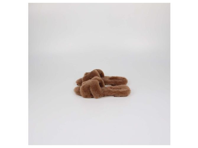 Hermès Sandali Oran in shearling Gold Hermes D'oro - vista 4