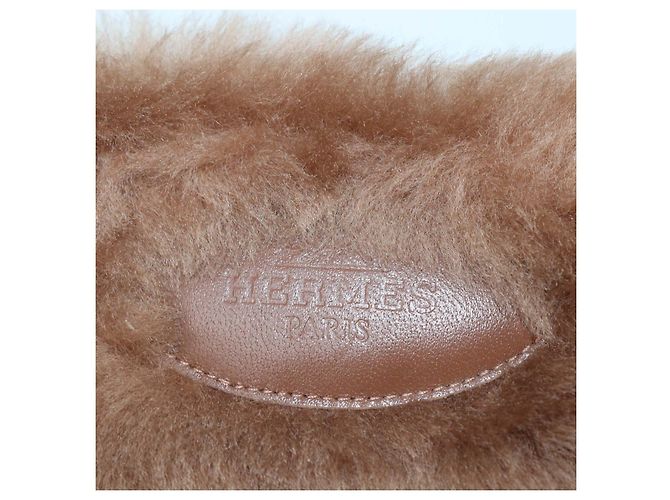 Hermès Sandali Oran in shearling Gold Hermes D'oro - vista 6