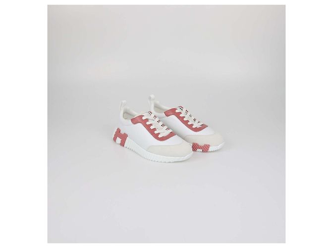Hermès Sneakers Bouncing in pelle e coccodrillo Blanc / Rose De Venise Hermes Bianco - vista 2