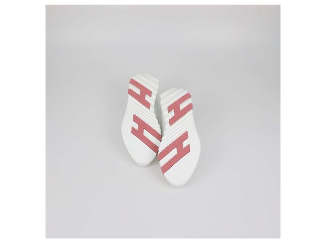 Hermès Sneakers Bouncing in pelle e coccodrillo Blanc / Rose De Venise Hermes Bianco - vista 6