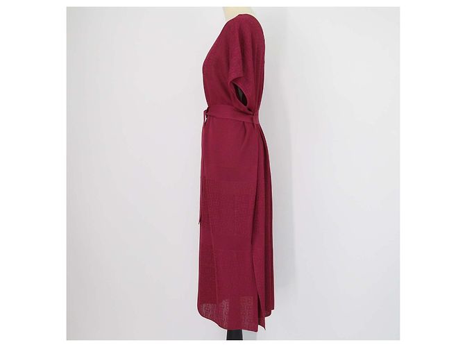Hermès Vestido Caftán Largo Hermes Lie De Vin Viscose Chaine d'Ancre Burdeos - vista 2