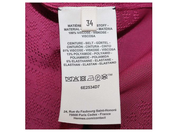 Hermès Vestido Caftán Largo Hermes Lie De Vin Viscose Chaine d'Ancre Burdeos - vista 6