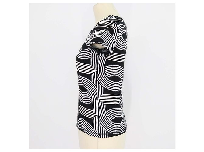 Hermès Top Hermes Black/White Cotton Jacquard Knit Circuit 24 Negro Blanco - vista 2
