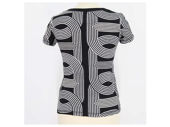 Hermès Top Hermes Black/White Cotton Jacquard Knit Circuit 24 Negro Blanco - vista 3