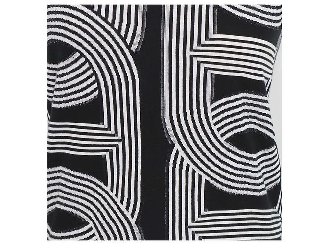 Hermès Top Hermes Black/White Cotton Jacquard Knit Circuit 24 Negro Blanco - vista 4