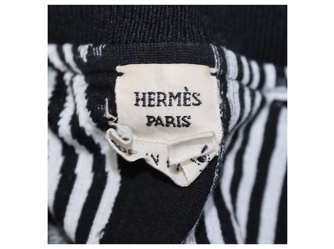Hermès Top Hermes Black/White Cotton Jacquard Knit Circuit 24 Negro Blanco - vista 5