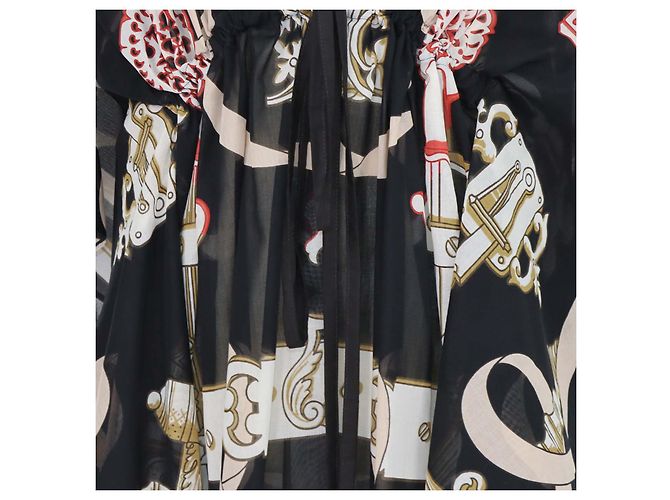 Hermès Hermes Black/Multicolor Cotton Ferronnerie Remix Strand-Kaftan-Kleid Schwarz Mehrfarben - Ansicht 4