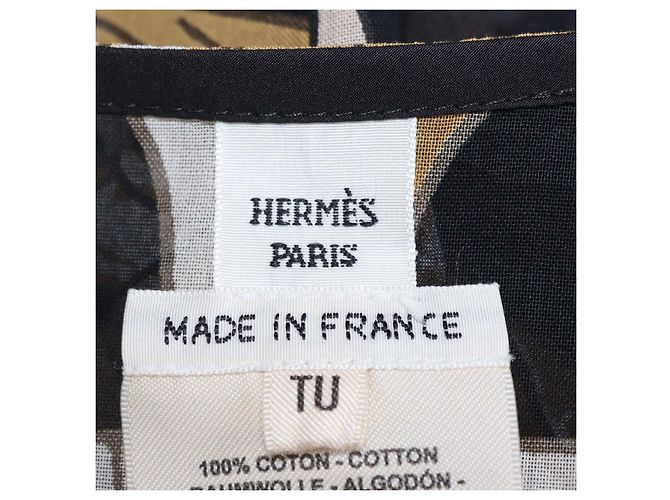 Hermès Hermes Black/Multicolor Cotton Ferronnerie Remix Strand-Kaftan-Kleid Schwarz Mehrfarben - Ansicht 5