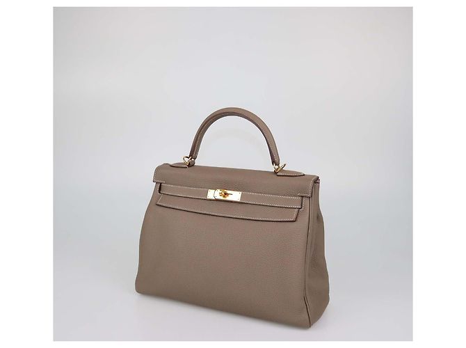 Hermès Borsa Hermes Kelly Retourne 32 in pelle Togo Etoupe con hardware Gold Marrone - vista 2