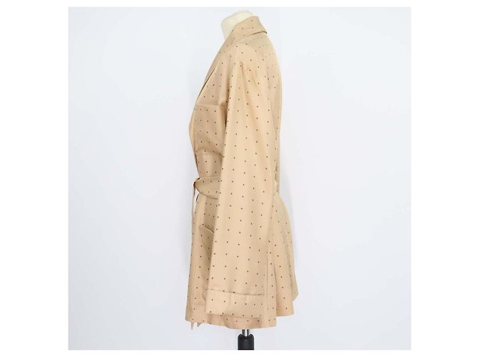 Robe com cinto Roxanne Loro Piana em seda castanha com bolinhas Marrom - vista 2