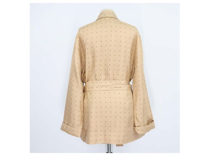 Robe com cinto Roxanne Loro Piana em seda castanha com bolinhas Marrom - vista 3